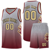 Custom Flame Gradient Fashion Sports Uniform Basketball Jersey Embroideried Your Team Logo Number For Unisex