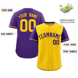 Custom Baseball Jersey Color Block Raglan Sleeves Personalized Text Name Number Team Logo