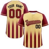 Custom Raglan Sleeves Gradient Thick Stripe Authentic Baseball Jersey for Men