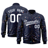 Custom Graffiti Pattern Jacket Zipper Blend Letterman Jackets Stitched Personalized Name Number Logo