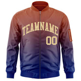 Custom Gradient Fashion Full-Zip Bomber Jacket Stitched Personalized Name Number Logo Letterman Jacket With Pocket