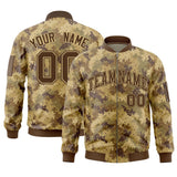 Custom Camo Full-Zip Casual Sweatshirt Letterman Bomber Coats Stitched Letters Logo Fashion College Jacket for Adult/Youth