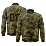 Custom Camo Full-Zip Casual Sweatshirt Letterman Bomber Coats Stitched Letters Logo Fashion College Jacket for Adult/Youth