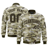 Custom Camo Full-Zip Casual Sweatshirt Letterman Bomber Coats Stitched Letters Logo Fashion College Jacket for Adult/Youth