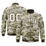 Custom Camo Full-Zip Casual Sweatshirt Letterman Bomber Coats Stitched Letters Logo Fashion College Jacket for Adult/Youth