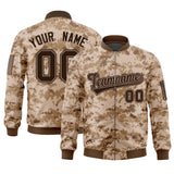 Custom Camo Full-Zip Varsity Jacket Personalized Baseball Letterman Jackets Stitched Text Logo Unisex Big Size