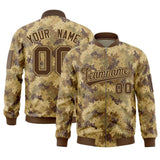 Custom Camo Full-Zip Varsity Jacket Personalized Baseball Letterman Jackets Stitched Text Logo Unisex Big Size