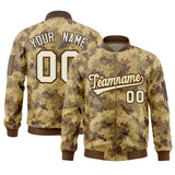 Custom Camo Full-Zip Varsity Jacket Personalized Baseball Letterman Jackets Stitched Text Logo Unisex Big Size