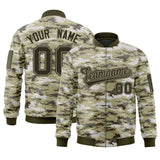 Custom Camo Full-Zip Varsity Jacket Personalized Baseball Letterman Jackets Stitched Text Logo Unisex Big Size