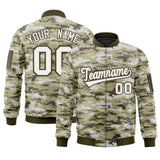 Custom Camo Full-Zip Varsity Jacket Personalized Baseball Letterman Jackets Stitched Text Logo Unisex Big Size