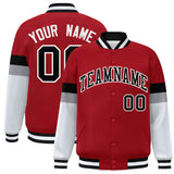 Custom Color Block Full-Snap Baseball Jacket Lightweight College Jacket Stitched Text Logo for Adult