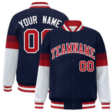 Custom Color Block Full-Snap Baseball Jacket Lightweight College Jacket Stitched Text Logo for Adult