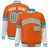 Custom Color Block Full-Snap Baseball Jacket Lightweight College Jacket Stitched Text Logo for Adult