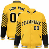 Custom Color Block Pattern Bomber Varsity Jacket Personalized Stitched Baseball Jacket