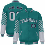 Custom Color Block Pattern Bomber Varsity Jacket Personalized Stitched Baseball Jacket