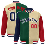 Custom Color Block Personalized Stitched Text Logo Varsity Full-Snap Baseball Jacket