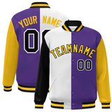 Custom Color Block Personalized Stitched Text Logo Varsity Full-Snap Baseball Jacket