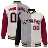 Custom Color Block Personalized Stitched Text Logo Varsity Full-Snap Baseball Jacket