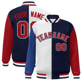 Custom Color Block Personalized Stitched Text Logo Varsity Full-Snap Baseball Jacket