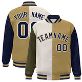 Custom Color Block Personalized Stitched Text Logo Varsity Full-Snap Baseball Jacket