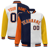 Custom Color Block Personalized Stitched Text Logo Varsity Full-Snap Baseball Jacket