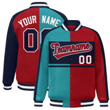 Custom Color Block Personalized Team Name Varsity Letterman Full-Snap Jacket