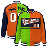 Custom Color Block Personalized Team Name Varsity Letterman Full-Snap Jacket