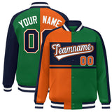 Custom Color Block Personalized Team Name Varsity Letterman Full-Snap Jacket