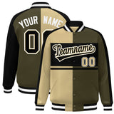 Custom Color Block Personalized Team Name Varsity Letterman Full-Snap Jacket