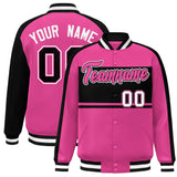 Custom Color Block Personalized Letterman Bomber Coat Full-Snap Jacket