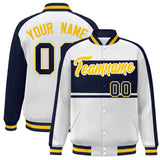 Custom Color Block Personalized Letterman Bomber Coat Full-Snap Jacket