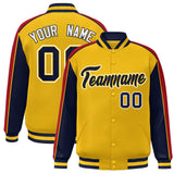 Custom Color Block Athletic College Letterman Bomber  Full-Snap Baseball Jacket