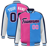 Custom Color Block Athletic Letterman Bomber Coat Full-Snap Baseball Jacket Big Size