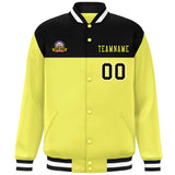 Custom Color Block Stitched Name Number Varsity Full-Snap  Letterman Casual Sweatshirt Baseball Jacket