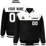 Custom Color Block Stitched Name Number Varsity Full-Snap  Letterman Casual Sweatshirt Baseball Jacket