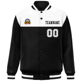 Custom Color Block Stitched Name Number Varsity Full-Snap  Letterman Casual Sweatshirt Baseball Jacket