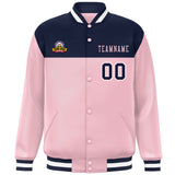 Custom Color Block Stitched Name Number Varsity Full-Snap  Letterman Casual Sweatshirt Baseball Jacket