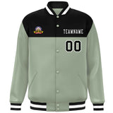 Custom Color Block Stitched Name Number Varsity Full-Snap  Letterman Casual Sweatshirt Baseball Jacket