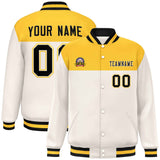 Custom Color Block Stitched Name Number Varsity Full-Snap  Letterman Casual Sweatshirt Baseball Jacket