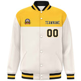 Custom Color Block Stitched Name Number Varsity Full-Snap  Letterman Casual Sweatshirt Baseball Jacket