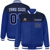 Custom Color Block Stitched Name Number Varsity Full-Snap  Letterman Casual Sweatshirt Baseball Jacket