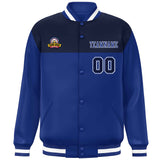 Custom Color Block Stitched Name Number Varsity Full-Snap  Letterman Casual Sweatshirt Baseball Jacket