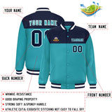 Custom Color Block Stitched Name Number Varsity Full-Snap  Letterman Casual Sweatshirt Baseball Jacket