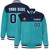 Custom Color Block Stitched Name Number Varsity Full-Snap  Letterman Casual Sweatshirt Baseball Jacket