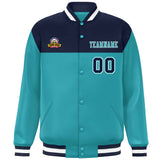 Custom Color Block Stitched Name Number Varsity Full-Snap  Letterman Casual Sweatshirt Baseball Jacket