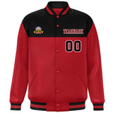 Custom Color Block Stitched Name Number Varsity Full-Snap  Letterman Casual Sweatshirt Baseball Jacket