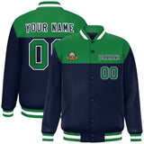 Custom Color Block Stitched Name Number Varsity Full-Snap  Letterman Casual Sweatshirt Baseball Jacket