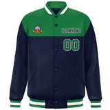 Custom Color Block Stitched Name Number Varsity Full-Snap  Letterman Casual Sweatshirt Baseball Jacket