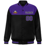 Custom Color Block Stitched Name Number Varsity Full-Snap  Letterman Casual Sweatshirt Baseball Jacket