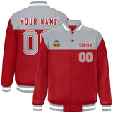 Custom Color Block Stitched Name Number Varsity Full-Snap  Letterman Casual Sweatshirt Baseball Jacket